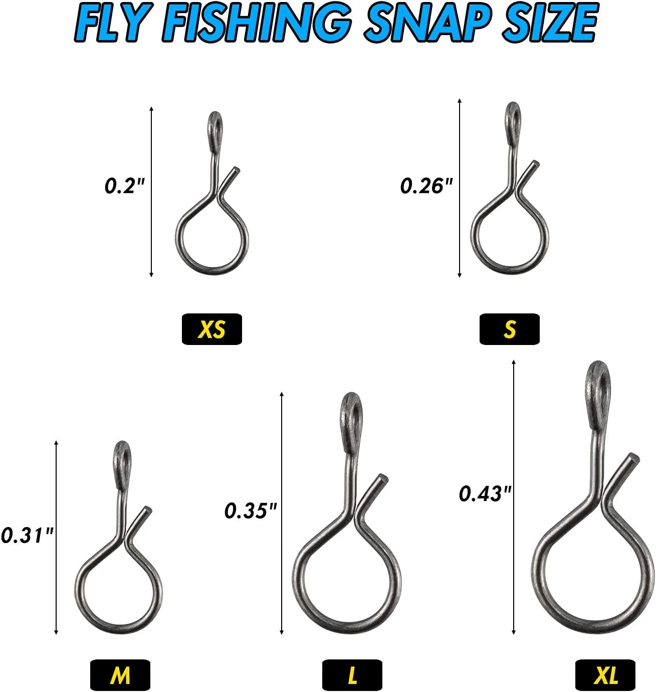 150-Pack Fly Fishing Snaps Twist Clips, 3/5 Sizes Stainless Steel Quick Change Lure Snaps No Knot Clip Quick Snap Fast Snap Lure Connector for Jigs Lures Fishing Clips Swivels Terminal Tackle