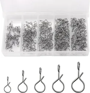 150-Pack Fly Fishing Snaps Twist Clips, 3/5 Sizes Stainless Steel Quick Change Lure Snaps No Knot Clip Quick Snap Fast Snap Lure Connector for Jigs Lures Fishing Clips Swivels Terminal Tackle