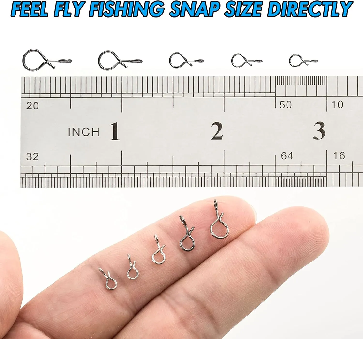 150-Pack Fly Fishing Snaps Twist Clips, 3/5 Sizes Stainless Steel Quick Change Lure Snaps No Knot Clip Quick Snap Fast Snap Lure Connector for Jigs Lures Fishing Clips Swivels Terminal Tackle