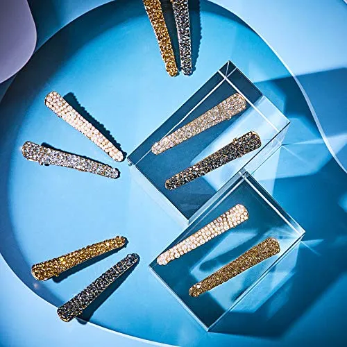 16 Pieces Pearls Rhinestone Alligator Hair Clips Rhinestone Duckbill Clips Duckbill Hairpins Hair Barrettes for Women Girls Hair Styling Tools Accessories, 4 Colors