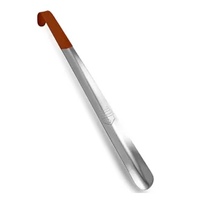 16.5" Long Handled Metal Shoe Horn with Comfort Grip Color Brown
