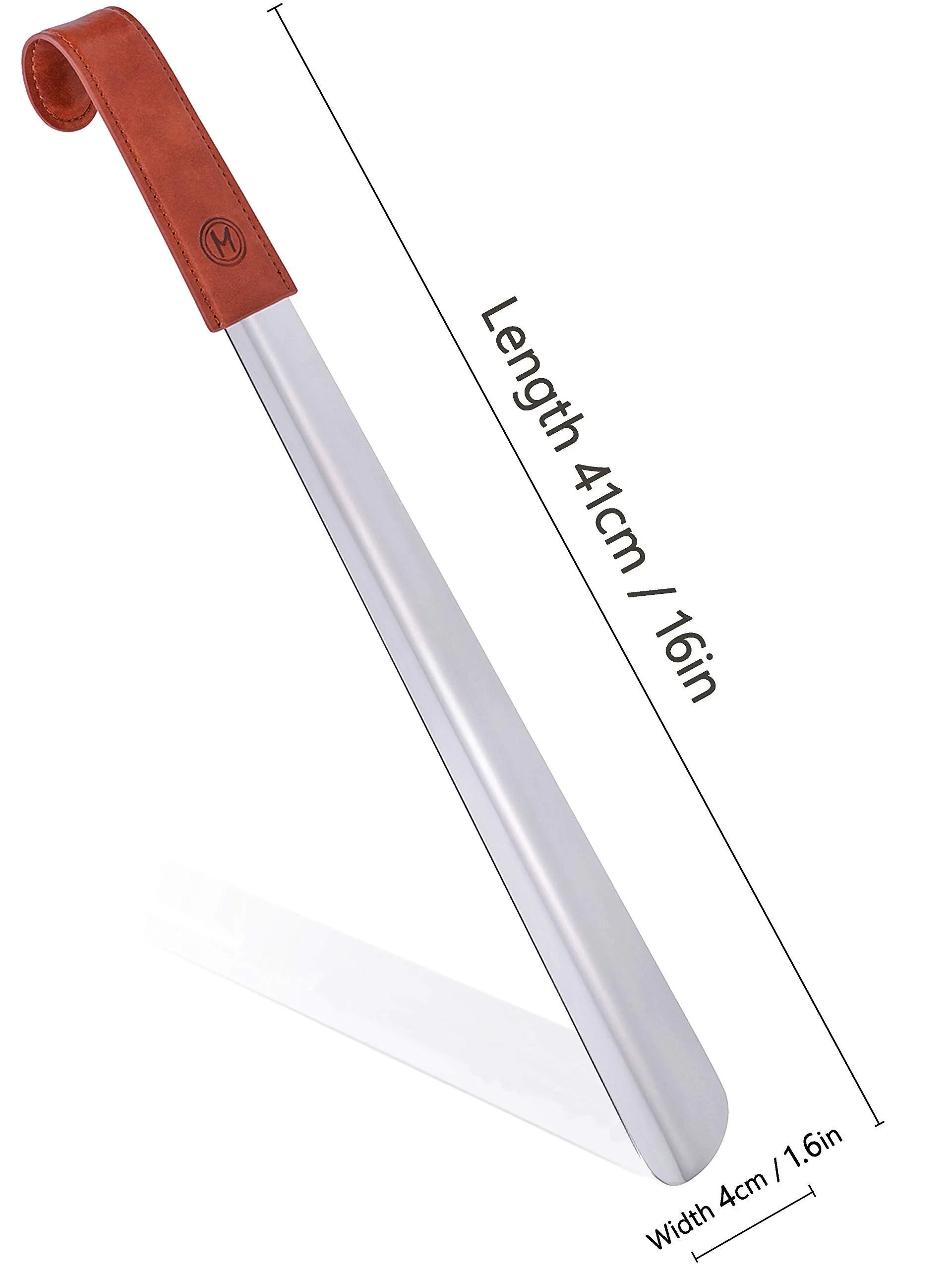 17-inch Long Shoe Horn Made By Stainless Steel Leather Wrapped Handle