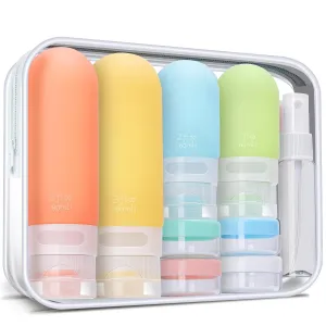 18 Pcs Travel Size Toiletries Set,Leak Proof Squeezable Silicone Travel Bottles for Shampoo and Conditioner,TSA Approved Travel Essentials Accessories,White Pack