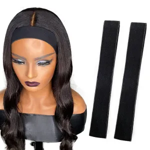 2 Pcs Elastic Bands for Wig, Lace Melting Edge Wrap to Lay Edges (Black, Pack of 2)