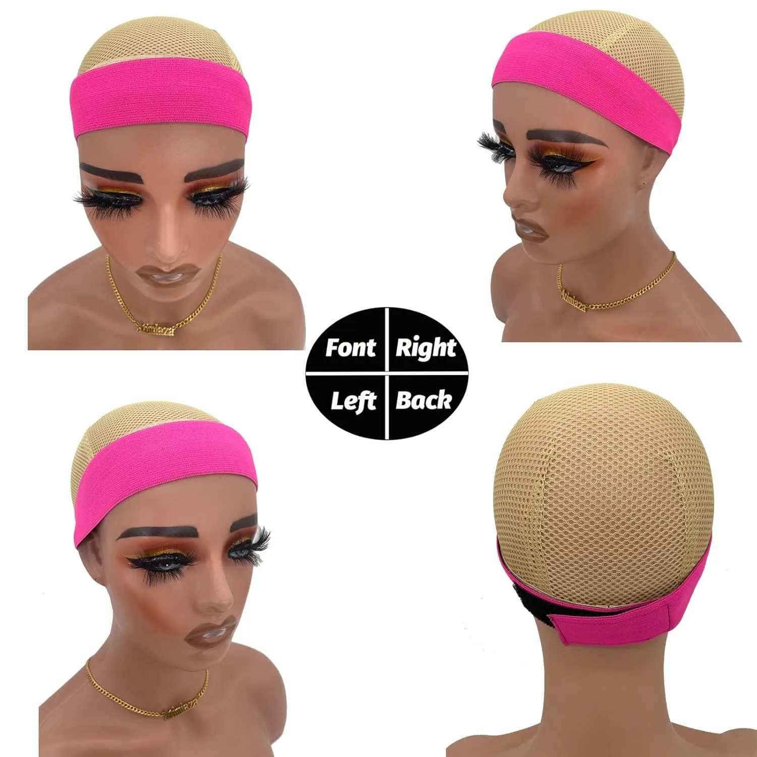 2 Pcs Elastic Bands for Wigs - Lace Melting Edge Wrap to Lay Edges, Melt Band for Lace Front Wigs (Black Pink, Pack of 2)