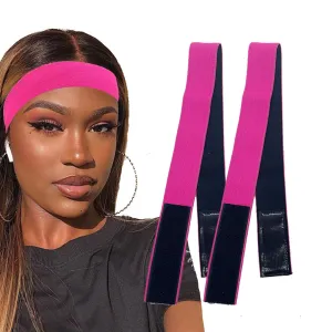 2 Pcs Elastic Bands for Wigs - Lace Melting Edge Wrap to Lay Edges, Melt Band for Lace Front Wigs (Black Pink, Pack of 2)