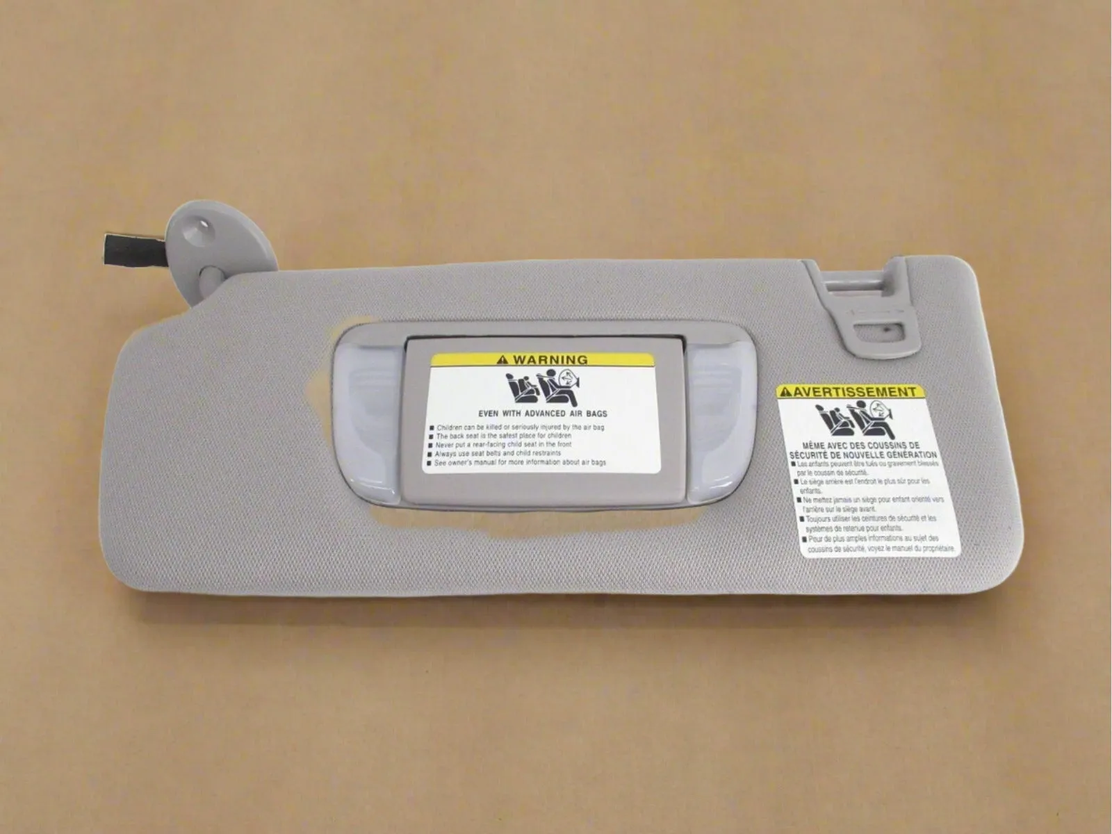 2016-2023 Toyota Tacoma Double Cab 2WD Driver Side Sun Visor Gray Without Sunroof or Auto Dim Mirror