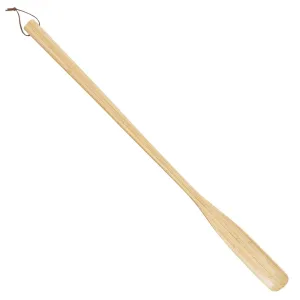21.6'' Long Handled Bamboo Wooden Shoe Horn,Wood Shoe Horn Long Handle for Seniors,Women and Men to Use While Standing,Professional Wooden ShoeHorn with Leather Strap for Hanging
