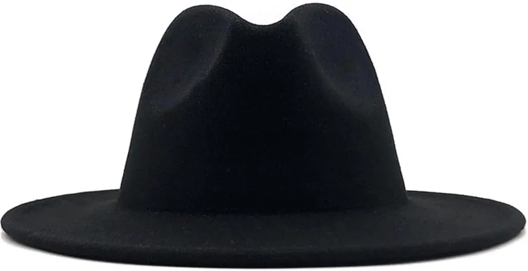 60CM Womens Fedora Hat Men Fashion Black Jazz Hat Winter Spring Woolen Blend Cap Outdoor Casual Hat
