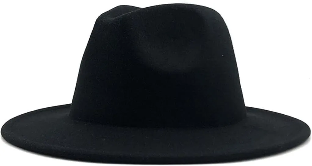 60CM Womens Fedora Hat Men Fashion Black Jazz Hat Winter Spring Woolen Blend Cap Outdoor Casual Hat