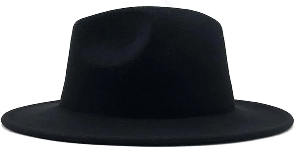 60CM Womens Fedora Hat Men Fashion Black Jazz Hat Winter Spring Woolen Blend Cap Outdoor Casual Hat