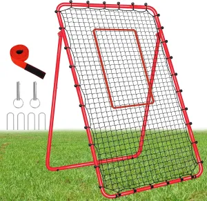 7x4 FT Multi-Sport Rebounder Net for Baseball Volleyball Softball Soccer Lacrosse, Bounce Back Fielding Trainer  Sturdy Steel Frame, Portable with Carry Bag  Great for Team & Solo Training