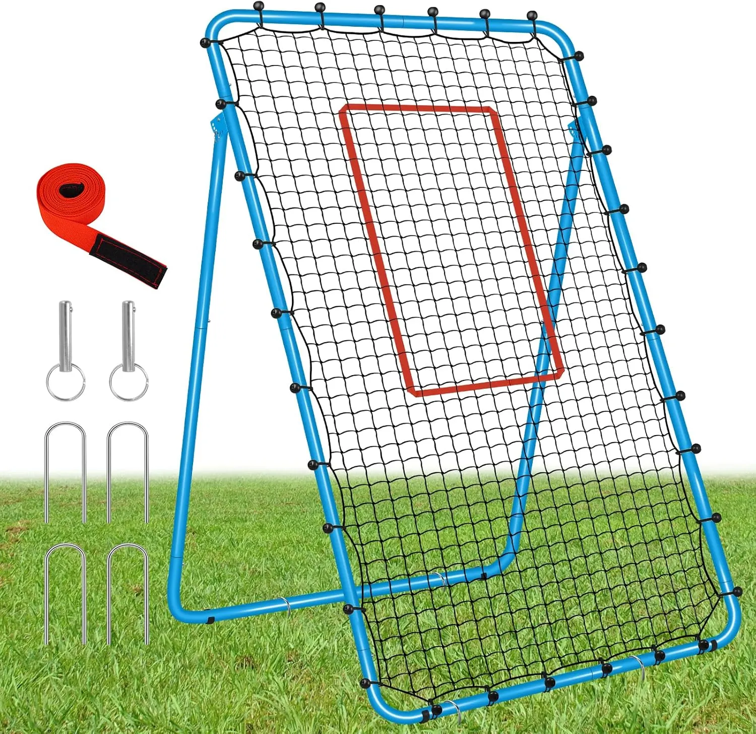 7x4 FT Multi-Sport Rebounder Net for Baseball Volleyball Softball Soccer Lacrosse, Bounce Back Fielding Trainer  Sturdy Steel Frame, Portable with Carry Bag  Great for Team & Solo Training