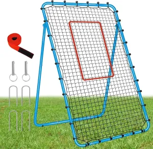 7x4 FT Multi-Sport Rebounder Net for Baseball Volleyball Softball Soccer Lacrosse, Bounce Back Fielding Trainer  Sturdy Steel Frame, Portable with Carry Bag  Great for Team & Solo Training