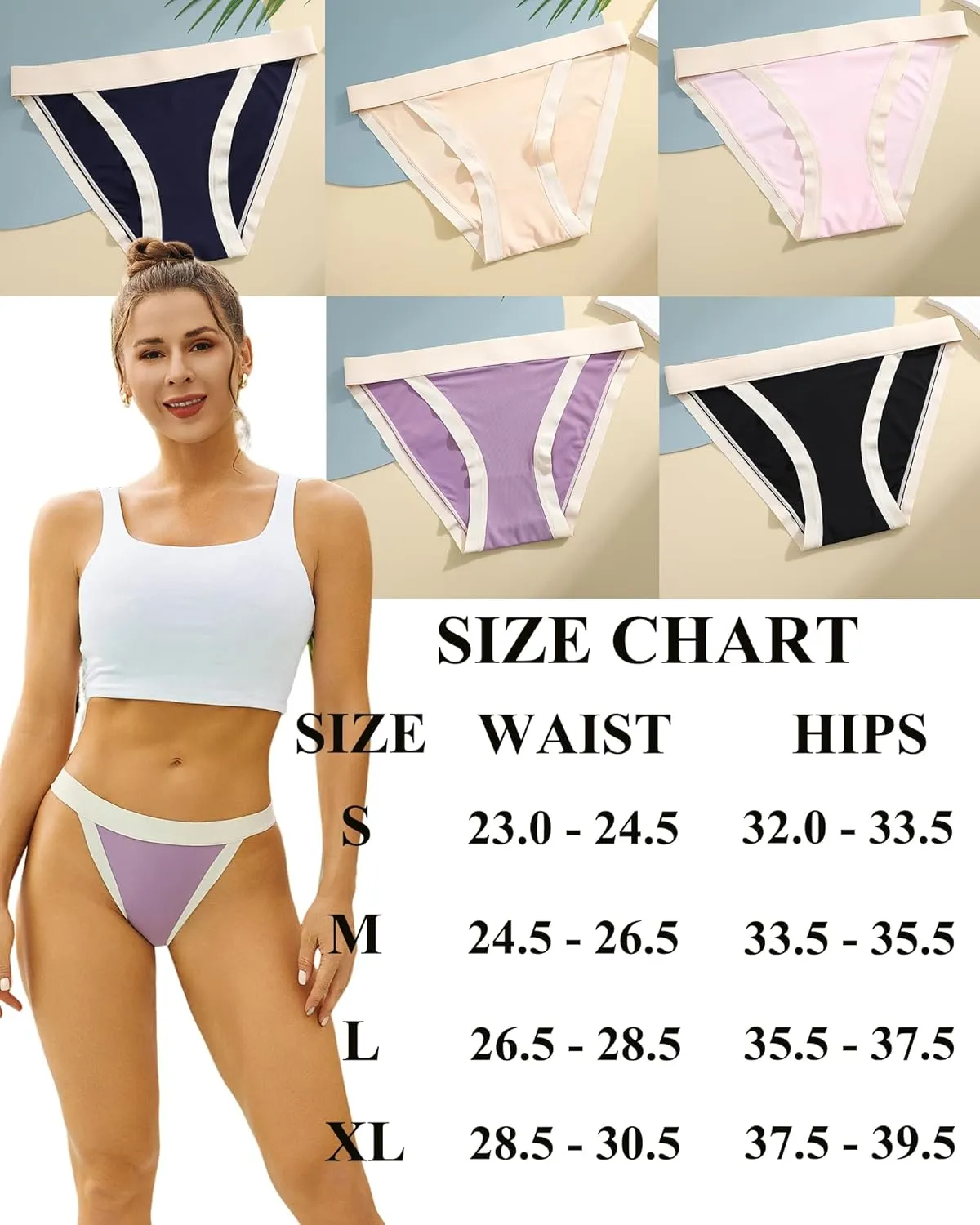 ALL OF ME String Bikini Underwear for Women High Cut Breathable Hipster Cheeky Sexy Panties Pack S-XL