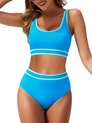 American Trends Womens Bikini Sets Two Piece Swimsuit for Women High Waisted Swim Suit 2025 Sporty Bathing Suit