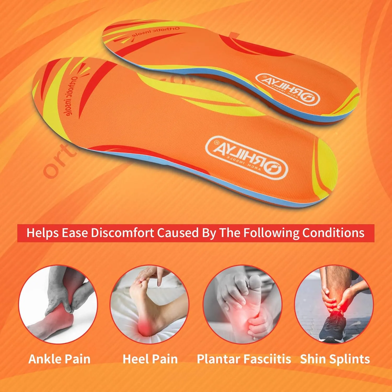 Arch Support Insert Plantar Fasciitis Pain Relief Heel Spur Orthopedic Insole Men Women, Flat Feet Comfort Gel Work Boot Shoe Orthotic Insert Long Time Standing, XS