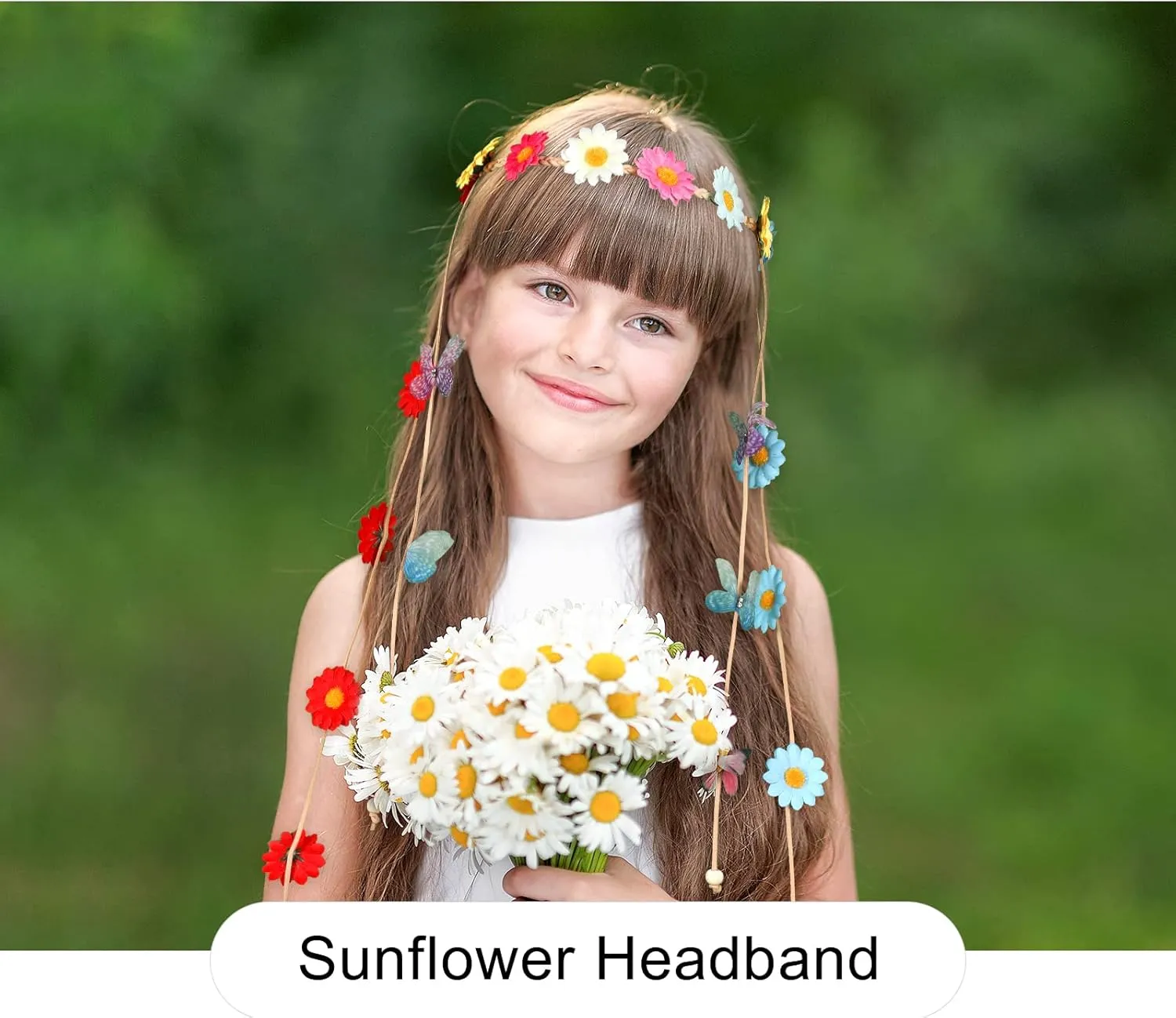 AWAYTR Sunflower Headband Women Hippie Headwear Bohomia Feather Rope Crown Headdres for girls