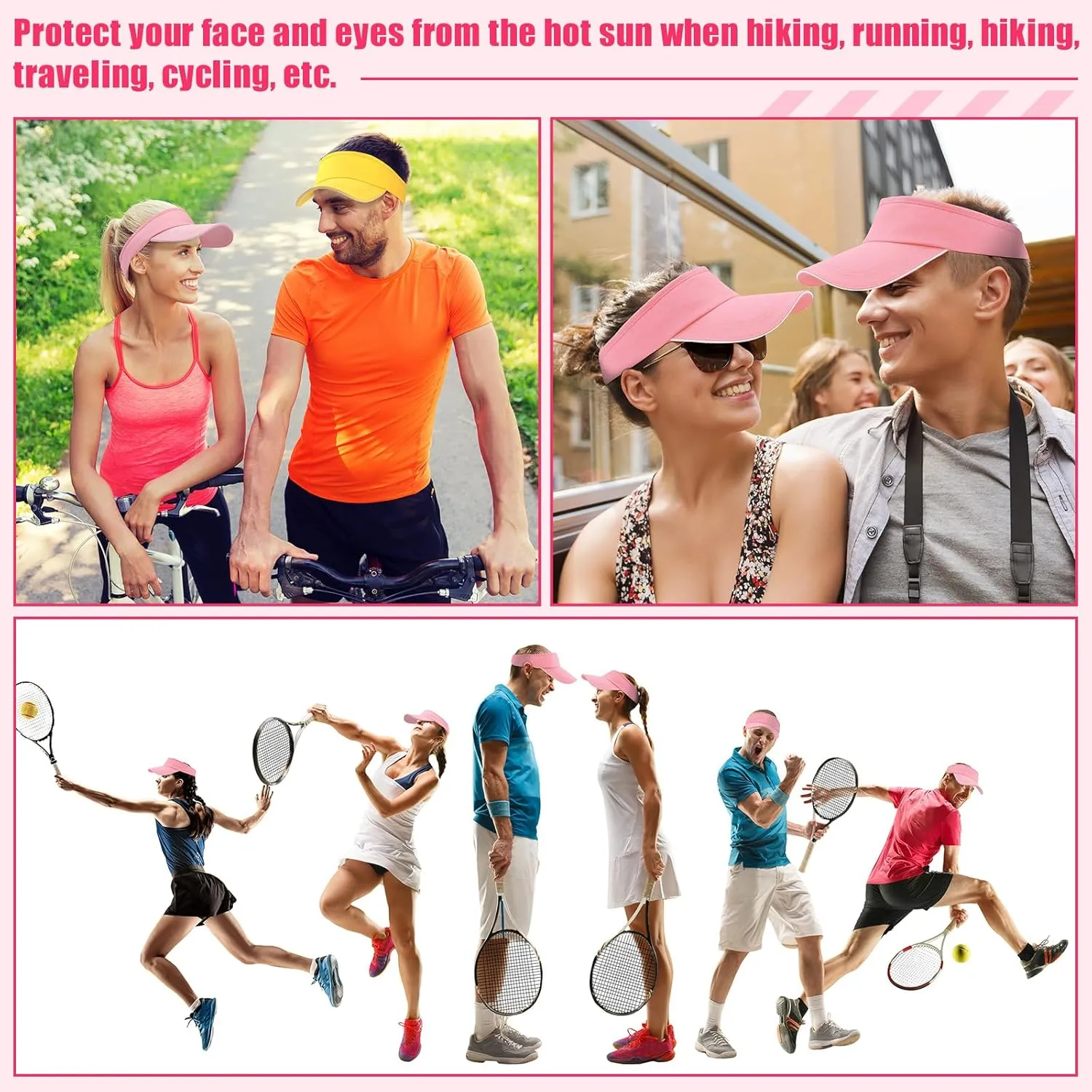 Bonuci 24 pcs Sun Visor Unisex Sun Visors Hats UV Protection Sun Hat for Women Men Tennis Baseball Golf Caps Bulk