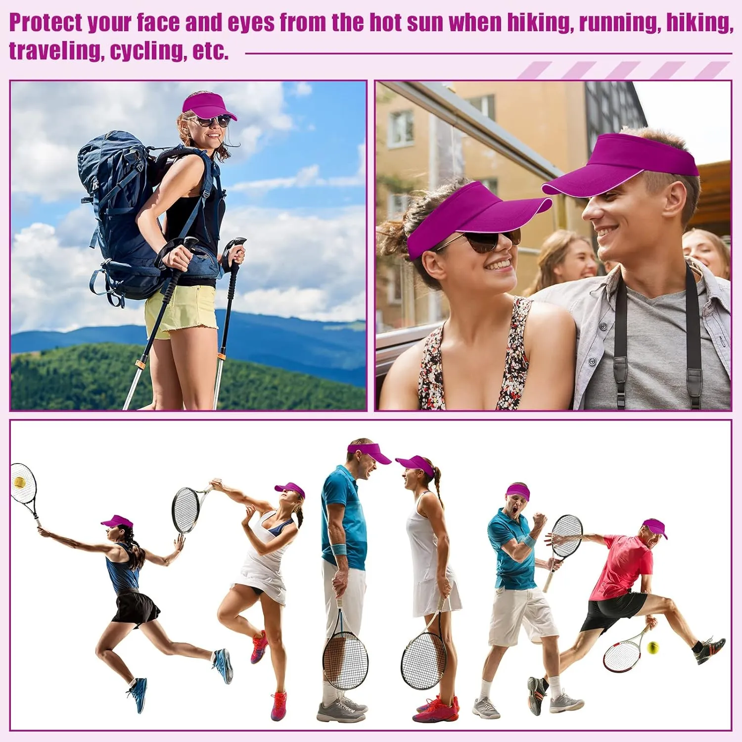 Bonuci 24 pcs Sun Visor Unisex Sun Visors Hats UV Protection Sun Hat for Women Men Tennis Baseball Golf Caps Bulk