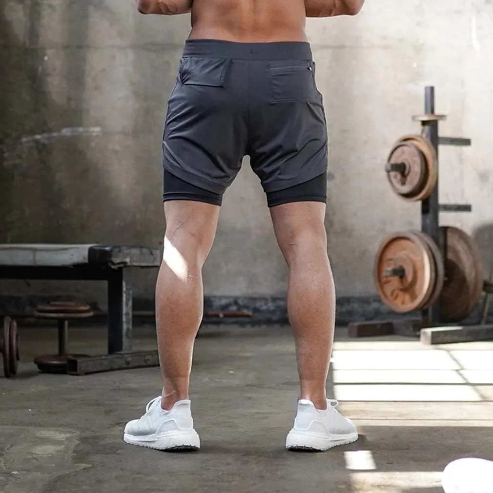 BOOMLEMON Men's 2-in-1 Running Workout Shorts Gym Training Athletic Short Pants with Towel Loop
