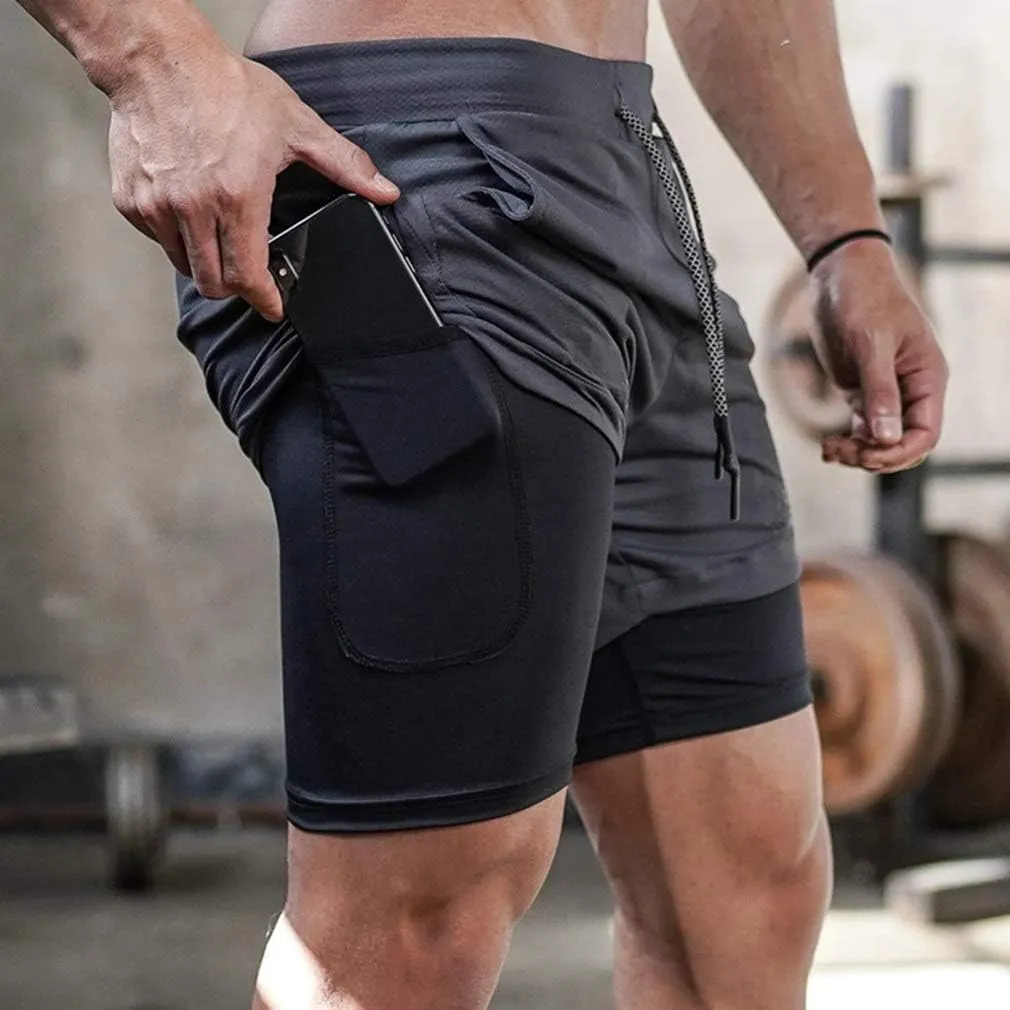 BOOMLEMON Men's 2-in-1 Running Workout Shorts Gym Training Athletic Short Pants with Towel Loop