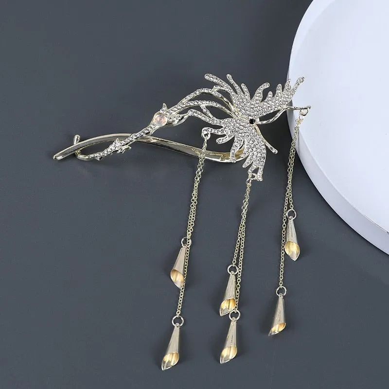 Chic Butterfly Pearl Tassel Hair Clip