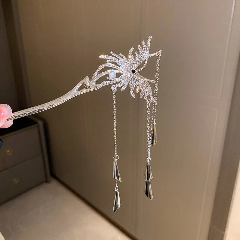 Chic Butterfly Pearl Tassel Hair Clip
