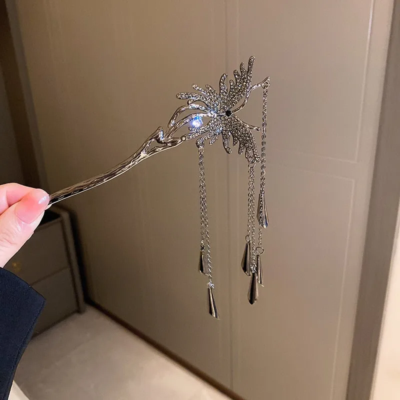 Chic Butterfly Pearl Tassel Hair Clip