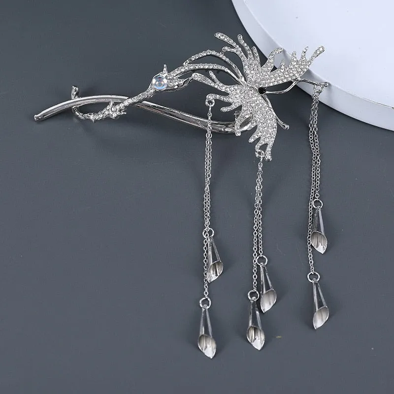Chic Butterfly Pearl Tassel Hair Clip