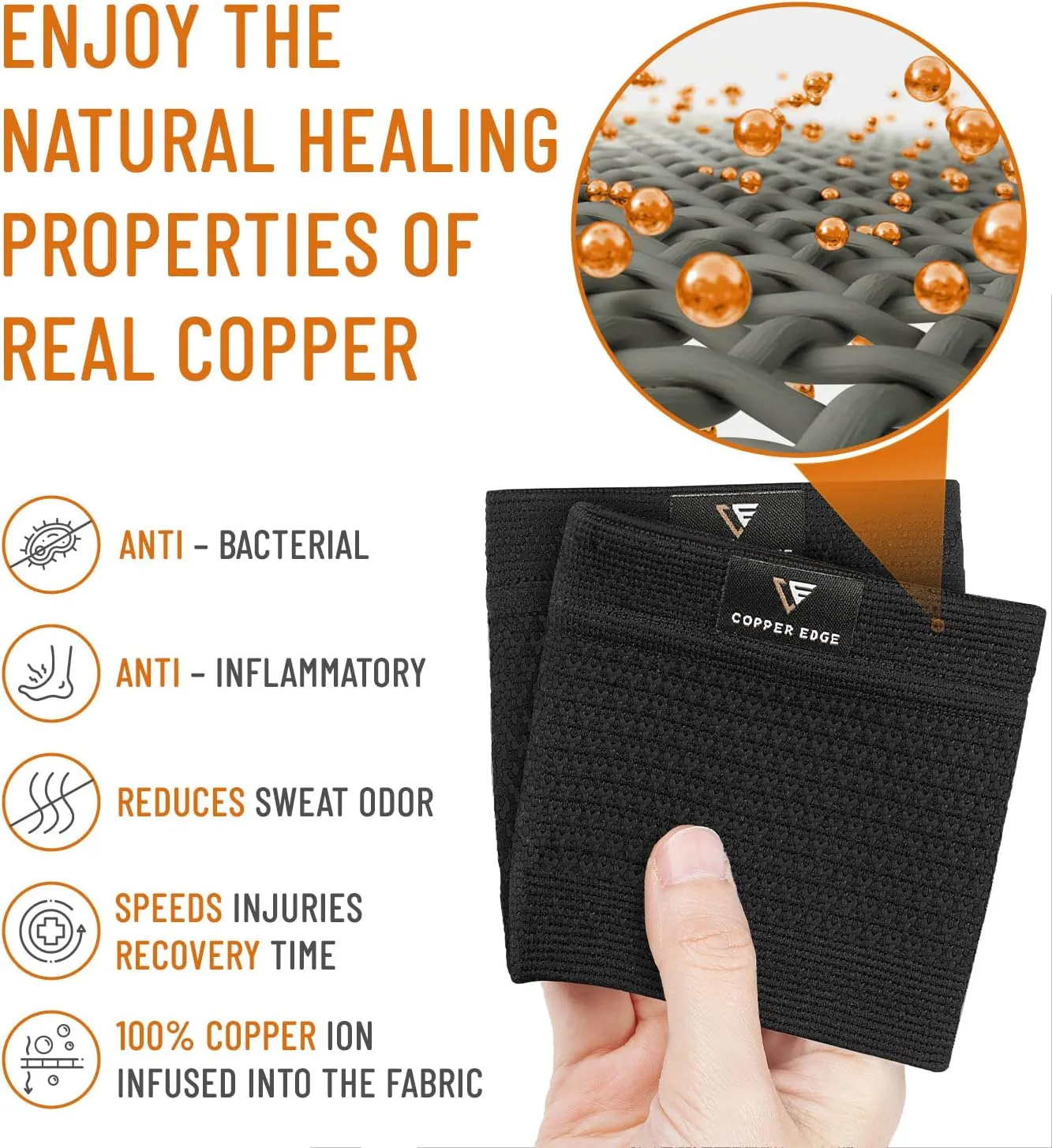 Copper Arch Support for Plantar Fasciitis. 2 Half Socks/Sleeve Compression Brace for Women and Men. Orthotics Feet Pain Aid Fit for Flat/High/Fallen Arches (Copper Arch Black)