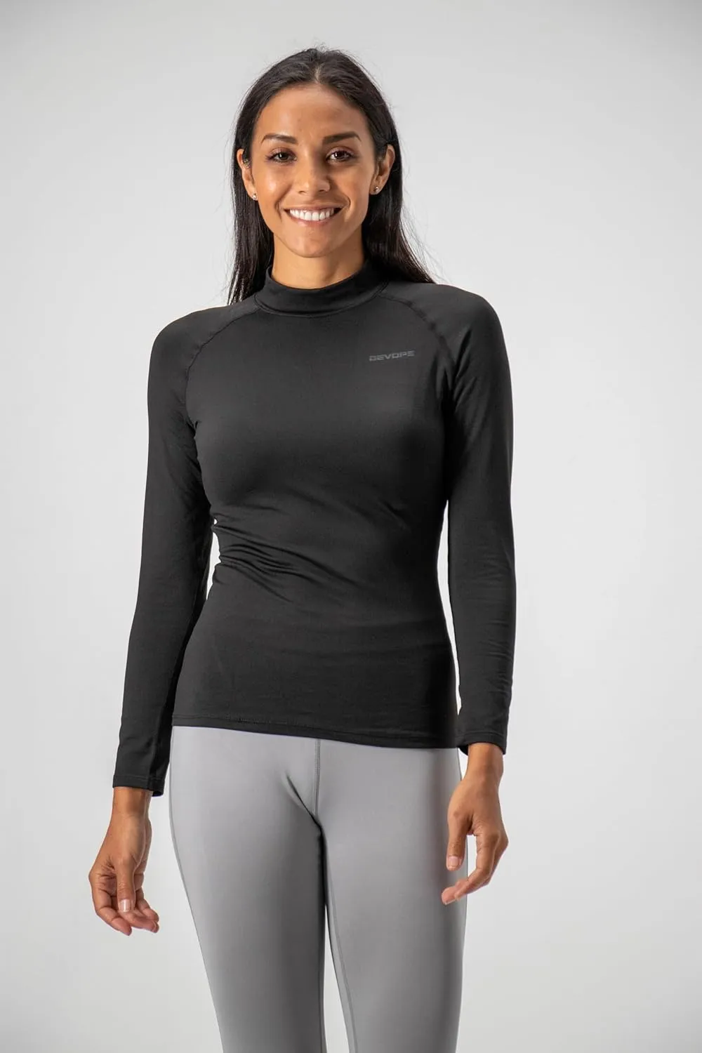 DEVOPS Women's 2 Pack Thermal Turtle Long Sleeve Shirts Compression Baselayer Tops
