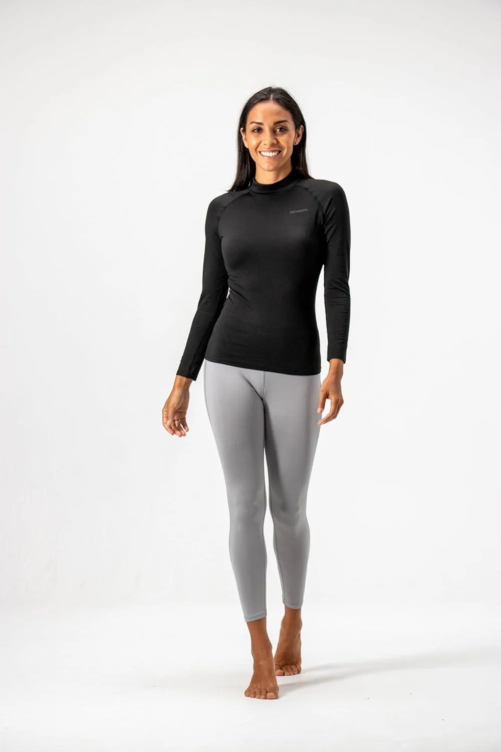 DEVOPS Women's 2 Pack Thermal Turtle Long Sleeve Shirts Compression Baselayer Tops