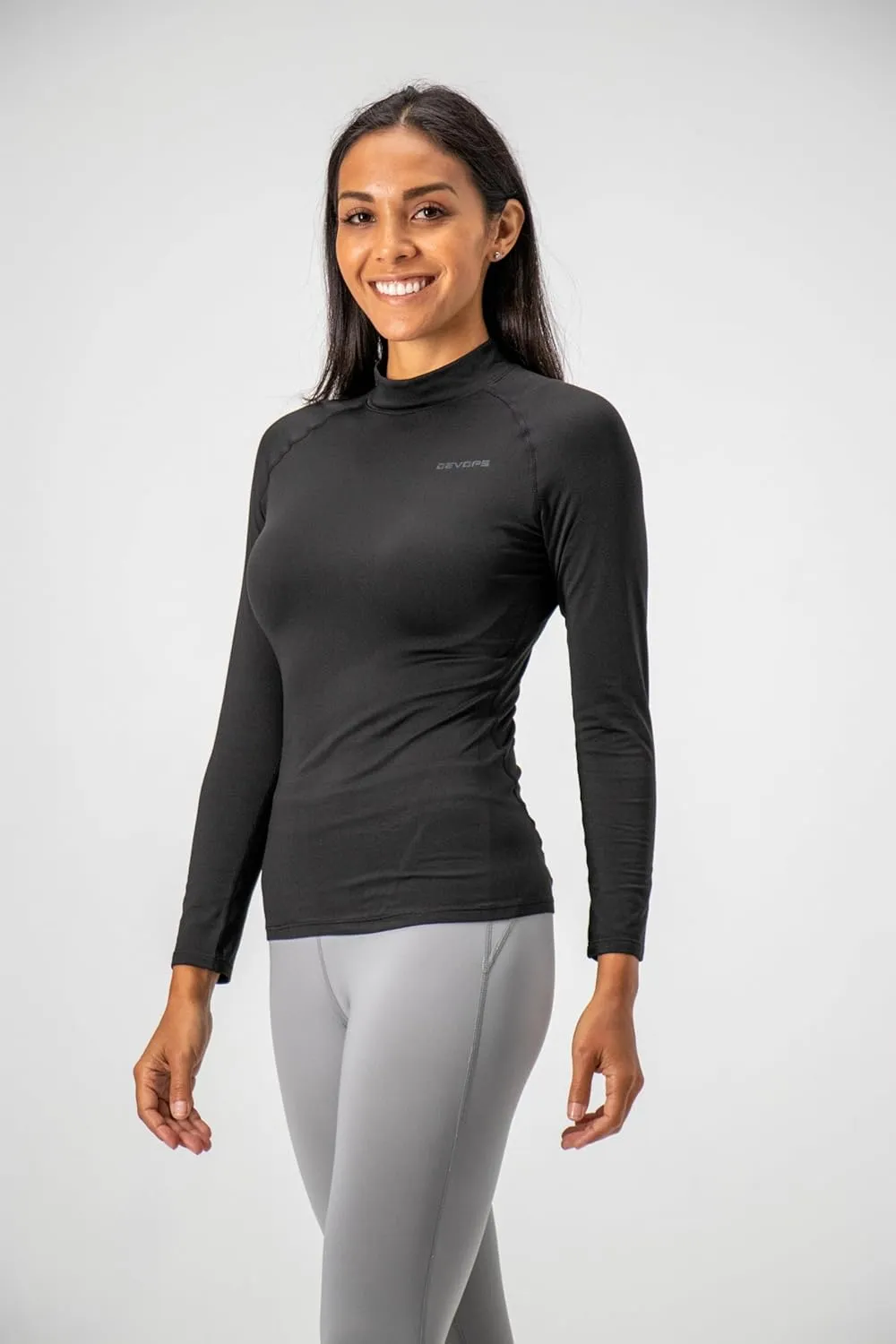 DEVOPS Women's 2 Pack Thermal Turtle Long Sleeve Shirts Compression Baselayer Tops