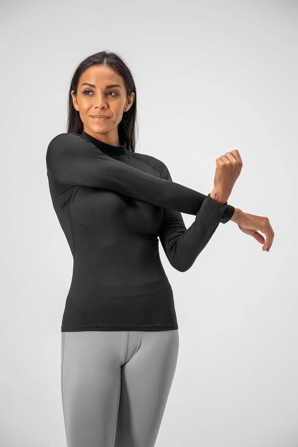 DEVOPS Women's 2 Pack Thermal Turtle Long Sleeve Shirts Compression Baselayer Tops