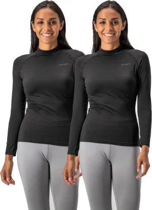 DEVOPS Women's 2 Pack Thermal Turtle Long Sleeve Shirts Compression Baselayer Tops