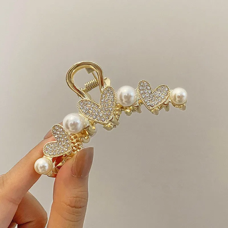 Diamond Love Pearl Hair Clip