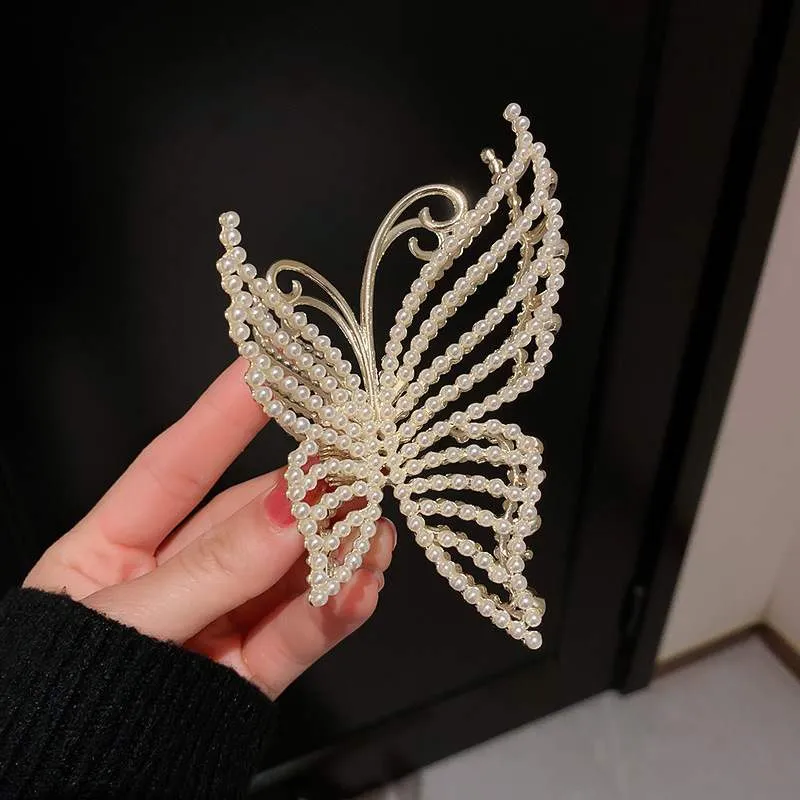 Elegant Rhinestone Butterfly Hair Claw Clip