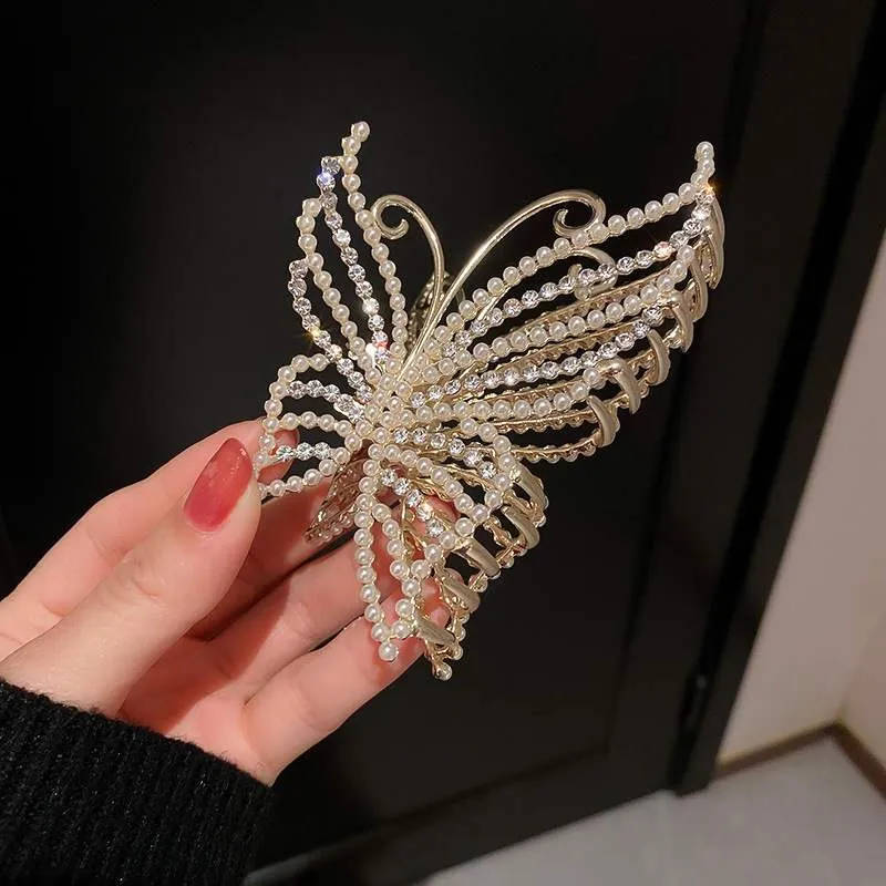 Elegant Rhinestone Butterfly Hair Claw Clip