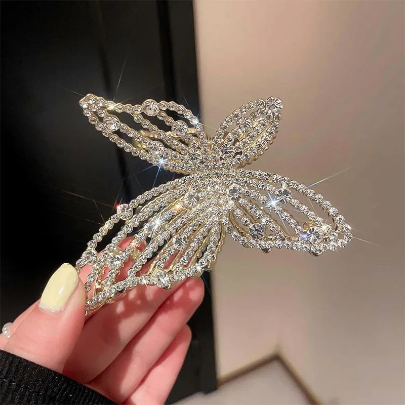 Elegant Rhinestone Butterfly Hair Claw Clip