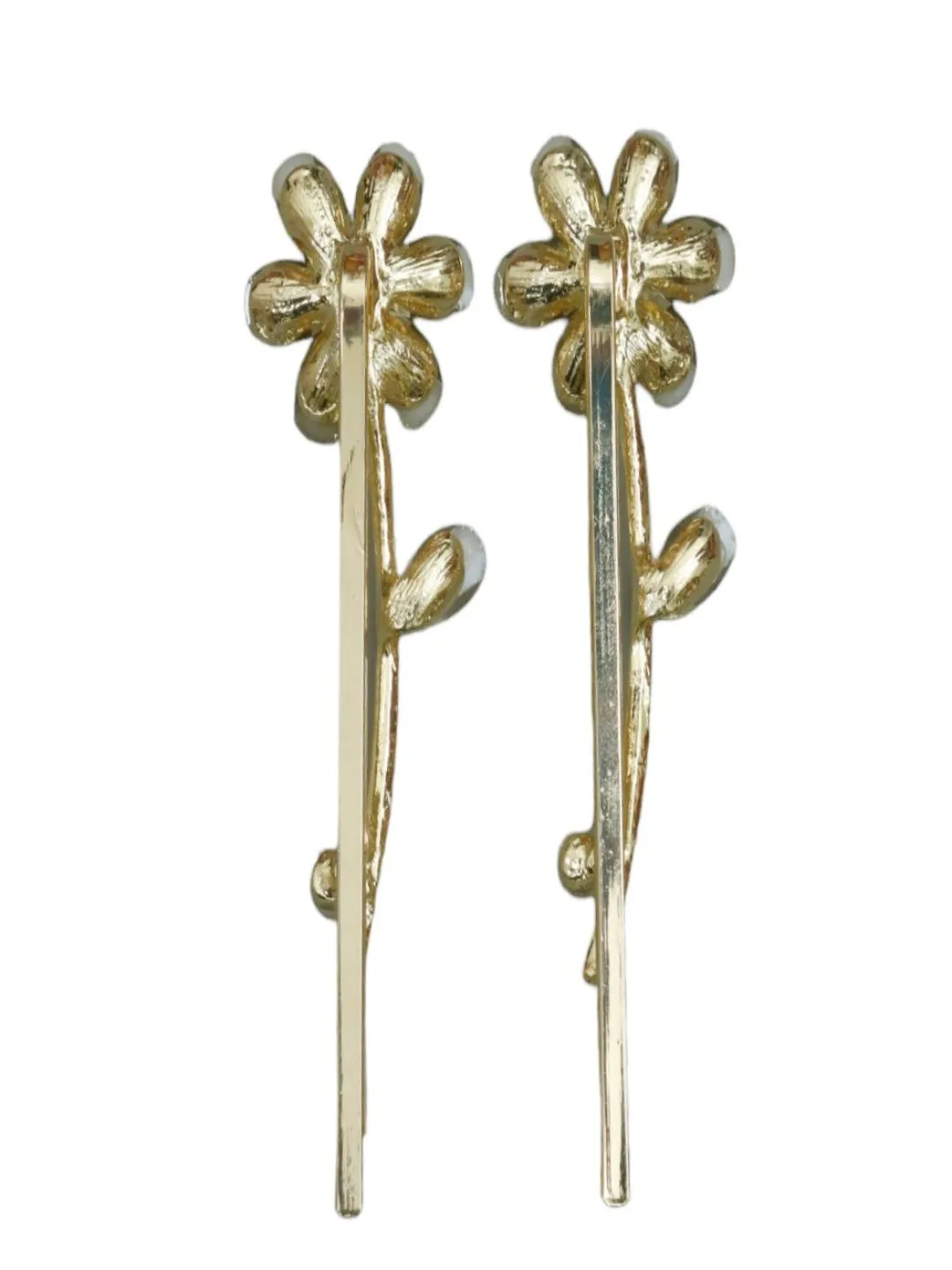 Embellished Acrylic Flower Hair Clip- Pack of 2, Golden and White
