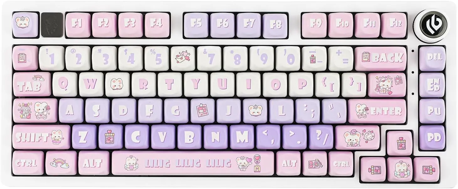 EPOMAKER x LEOBOG Hi75 Wired Gaming Keyboard, Aluminum Alloy Programmable Custom Keyboard with Mode-Switching Knob, Hot Swappable, RGB Backlit, Reaper Switch (White Pink)