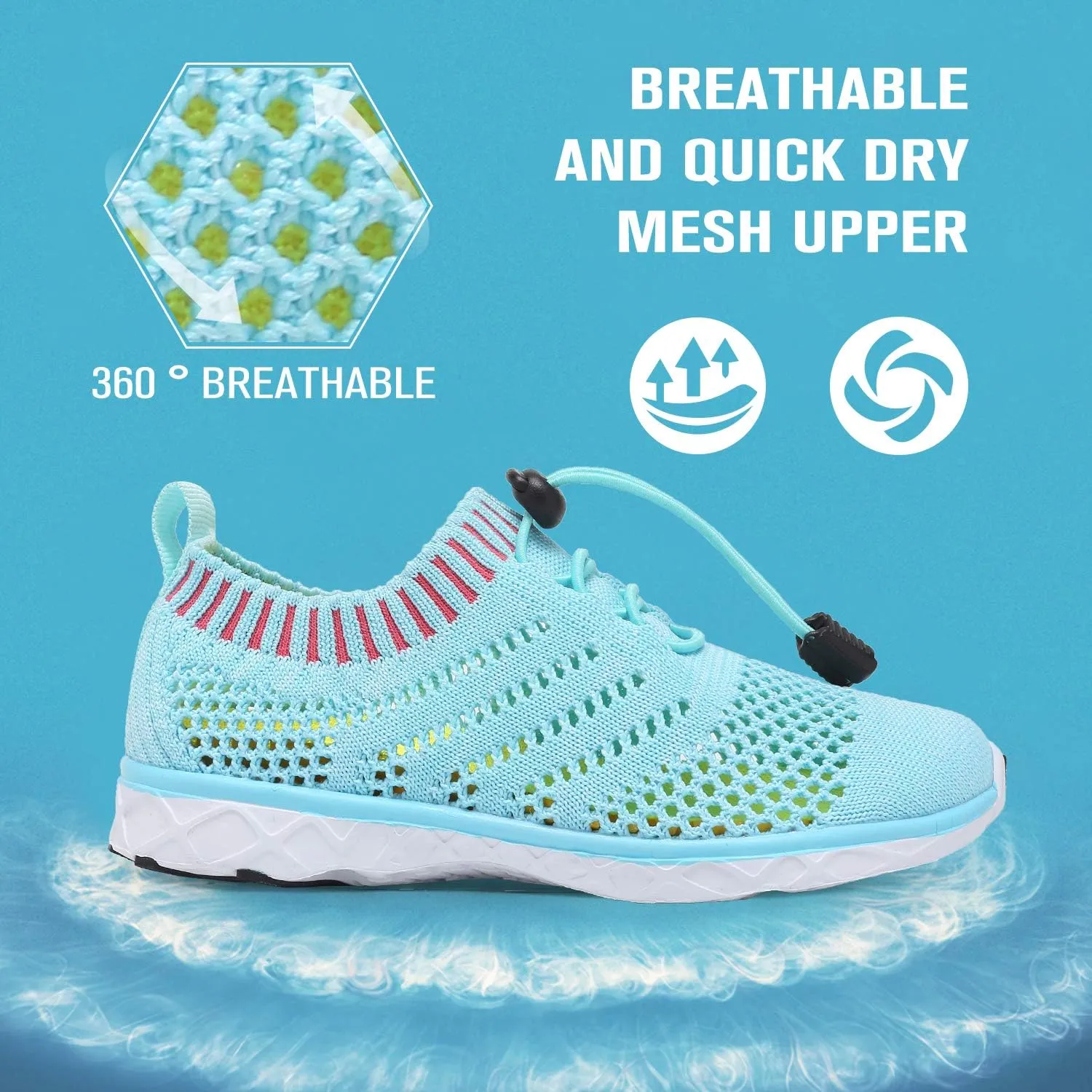 EQUICK Kids Water Shoes Boys & Girls Kids Aqua Shoes Swim Shoes Athletic Sneakers Lightweight Sport Shoes (Toddler/Little Kid/Big Kid)