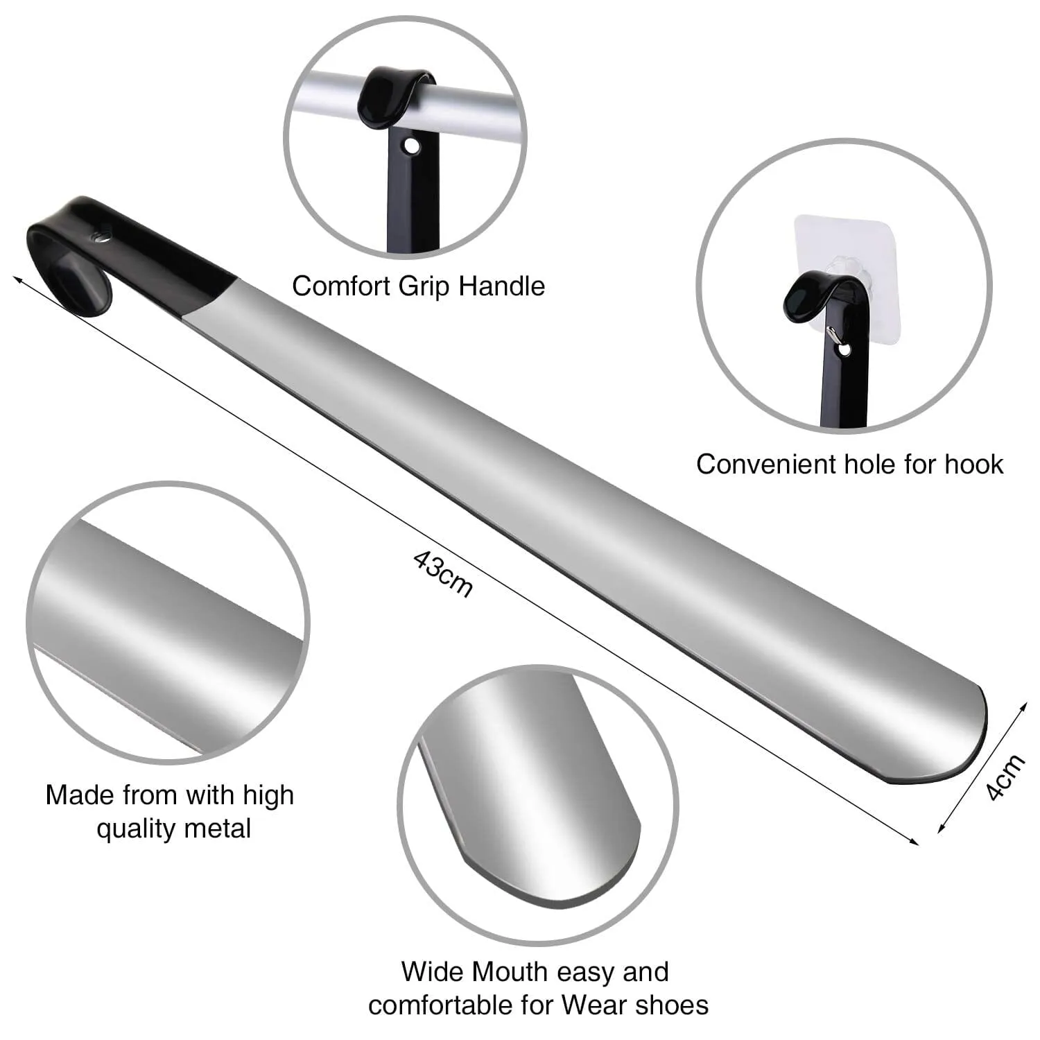 Ergonomic Stainless Steel Easy Grip Long Handle Shoe Horn