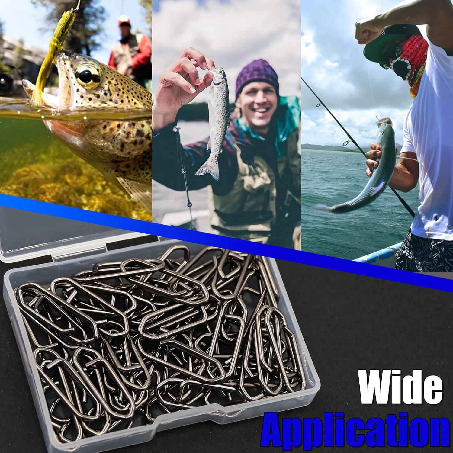 Fishing Clips Power Clip - 50pcs Quick Change Connector Link Split Rings Snaps Saltwater Freshwater