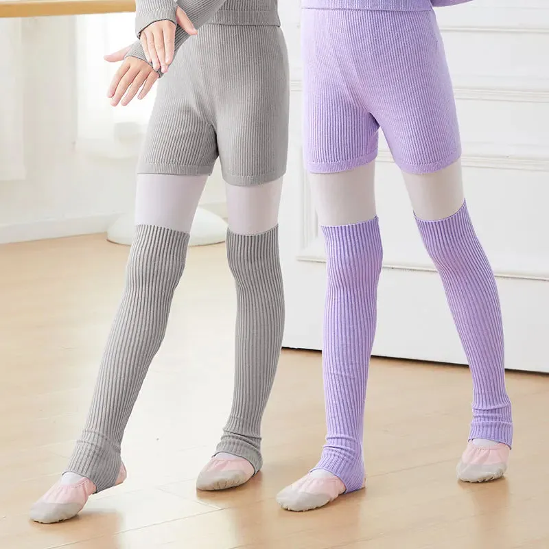 Girls Ballet Knitted Leg Warmers Kids Yoga Socks Gym Fitness Pilates Dance Accessory