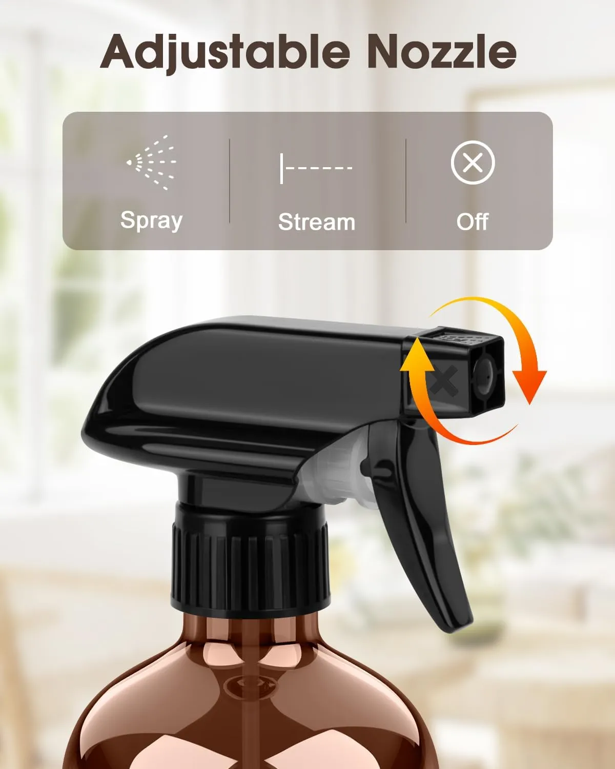 Glass Spray Bottle with Silicone Sleeve Protection, Amber Glass Spray Bottle Set for Non-toxic Window Cleaner Aromatherapy Facial Hydration Watering Flowers Hair Care 2 Pack/16 oz (Black & Brown)