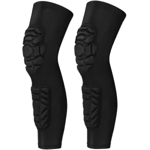 GUOZI Double Crashproof Knee Calf Pads [2 Pack], Thigh Compression Leg Sleeves Protection, Shin Brace Support for Youth Adults Sports Football Basketball Volleyball Soccer Baseball etc.