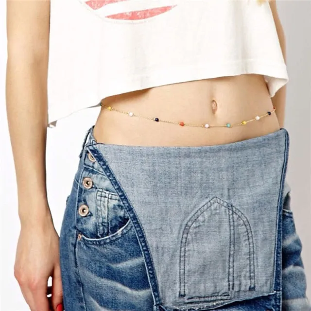 hot Summer Sexy Gold Star Body Waist Belly Chain  Simple Beach Jewelry For Women Boho Bikini Body Jewelry Bijoux