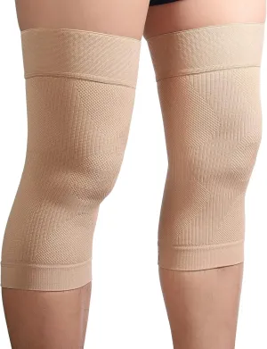 KEKING Orthopedic Brace for Tendinitis, Arthritis, ACL, MCL, Injury Recovery, Meniscus Tear, Knee Pain, Aching Knees, Patellar Tendonitis and Arthritis, Knee Compression Sleeves 2 Pack, Beige M